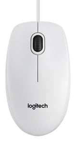 Souris optique filaire Logitech B100, USB, 800 DPI, ambidextre, blanche, OEM