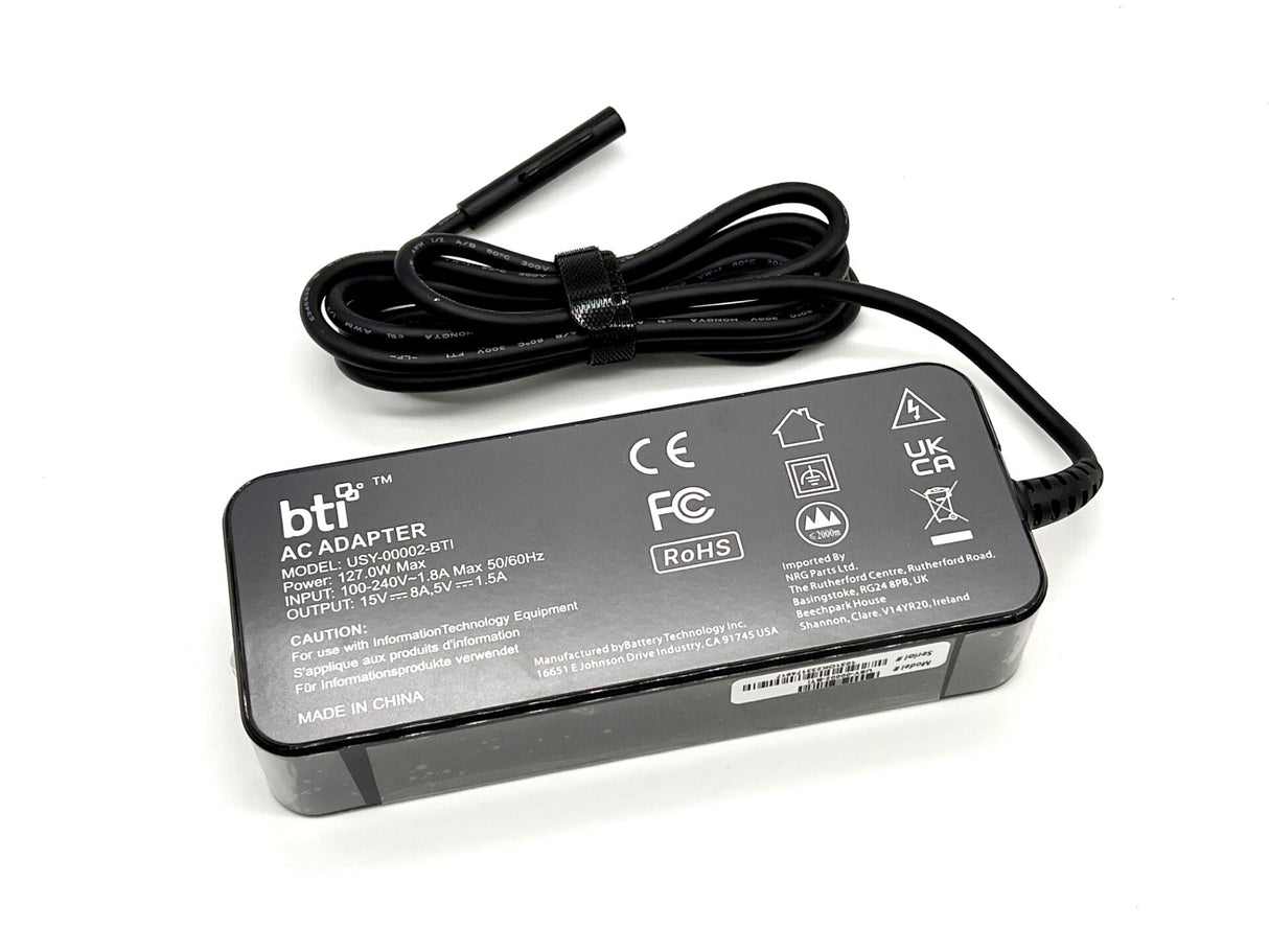 BTI 127W AC Adapter for Microsoft Pro 6 7 8 9 Surface Pro x Surface Pro 7+ Surface Go 2/3 Surface Laptop Studio with UK power cable