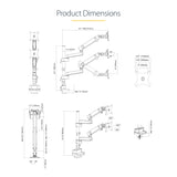 StarTech.com Desk Mount Dual Monitor Arm, Full Motion Monitor Mount for 2x VESA Displays up to 32" (17.6lb/8kg), Height Adjustable, Clamp/Grommet Mount, Mechanical Spring