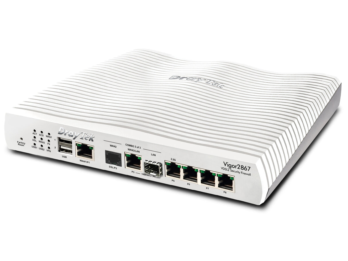 DrayTek Vigor 2867 wired router 10 Gigabit Ethernet, Gigabit Ethernet, 2.5 Gigabit Ethernet White