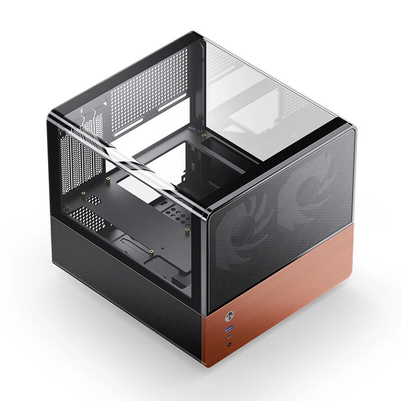 Jonsbo V12 BLACK computer case Black, Wood