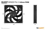 be quiet! SILENT WINGS PRO 4 | 140mm PWM Computer case Fan 14 cm Black 1 pc(s)