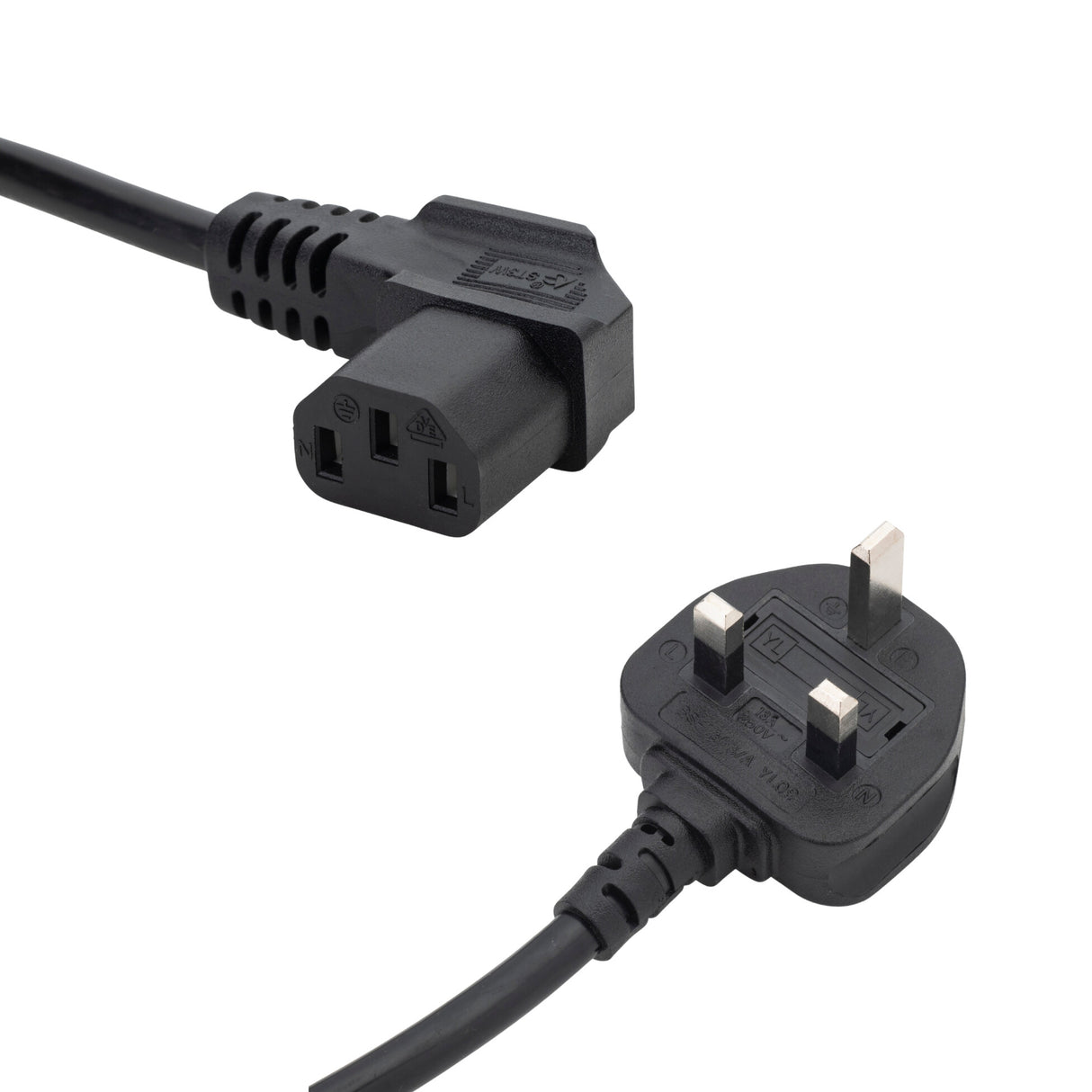 connektgear 3m UK Mains Power Cable - UK Plug to Right Angled C13 Socket