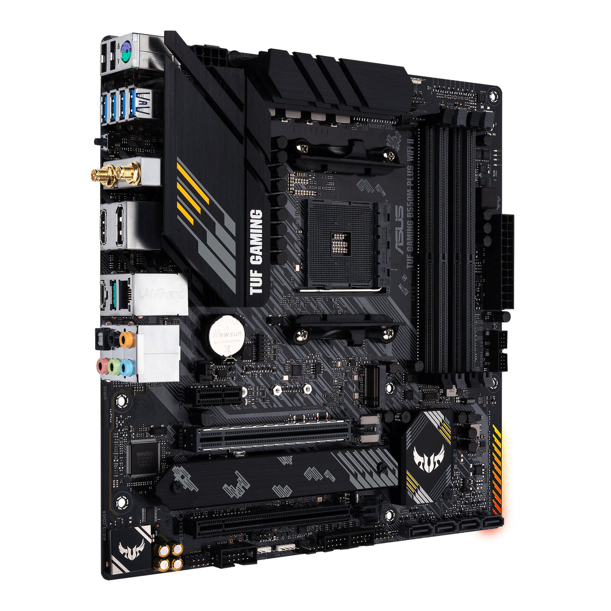 Asus TUF GAMING B550M-PLUS WIFI II, AMD B550, AM4, Micro ATX, 4 DDR4, HDMI, DP, AX Wi-Fi, 2,5 Go LAN, PCIe4, RVB, 2x M.2