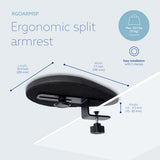 R-Go Tools Armrest R-Go split, ergonomic armrest in two parts, adjustable, symmetrical, with softfoam, black