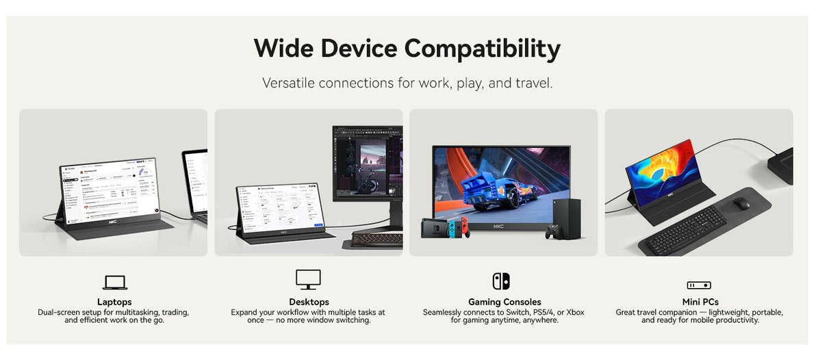HKC V16 portable TV/monitor Portable monitor Black 39.6 cm (15.6") 1920 x 1080 pixels