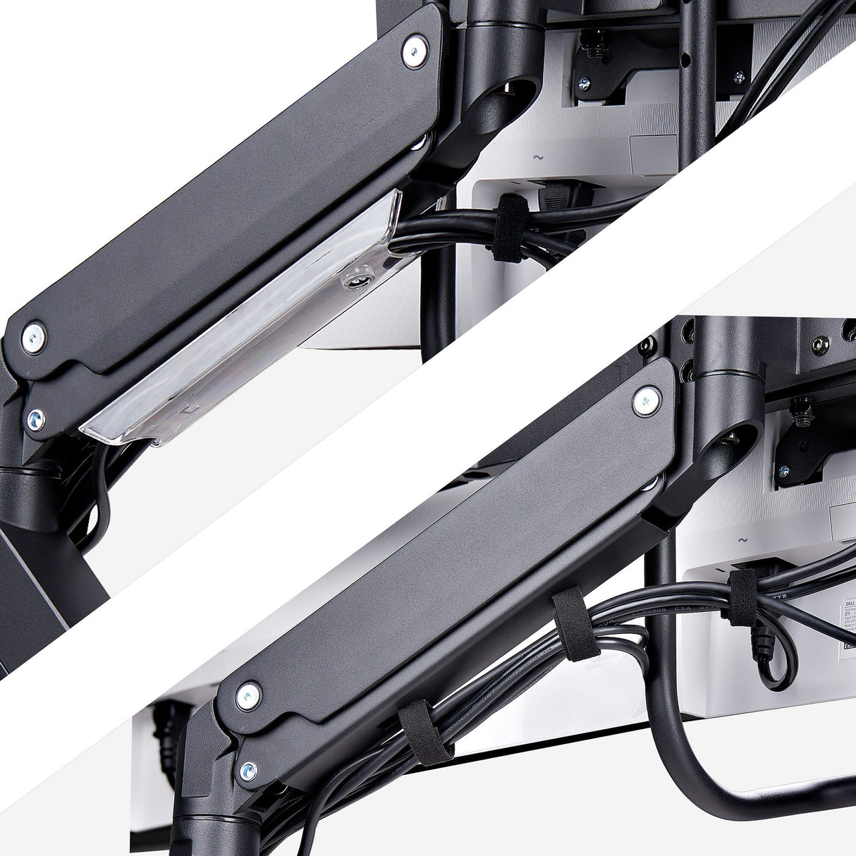 StarTech.com Crossbar Triple Monitor Desk Mount For Up To Three 27in Screens, VESA 75x75/100x100, Tool-Less Arm Adjustments, C-Clamp/Grommet, Spring-Assisted Arm