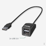 Plugable Technologies 2-in-1 USB Splitter with Dual USB 2.0 Ports, Compatible with Windows, Linux, macOS, Chrome OS, USB Multiport Hub for Laptops
