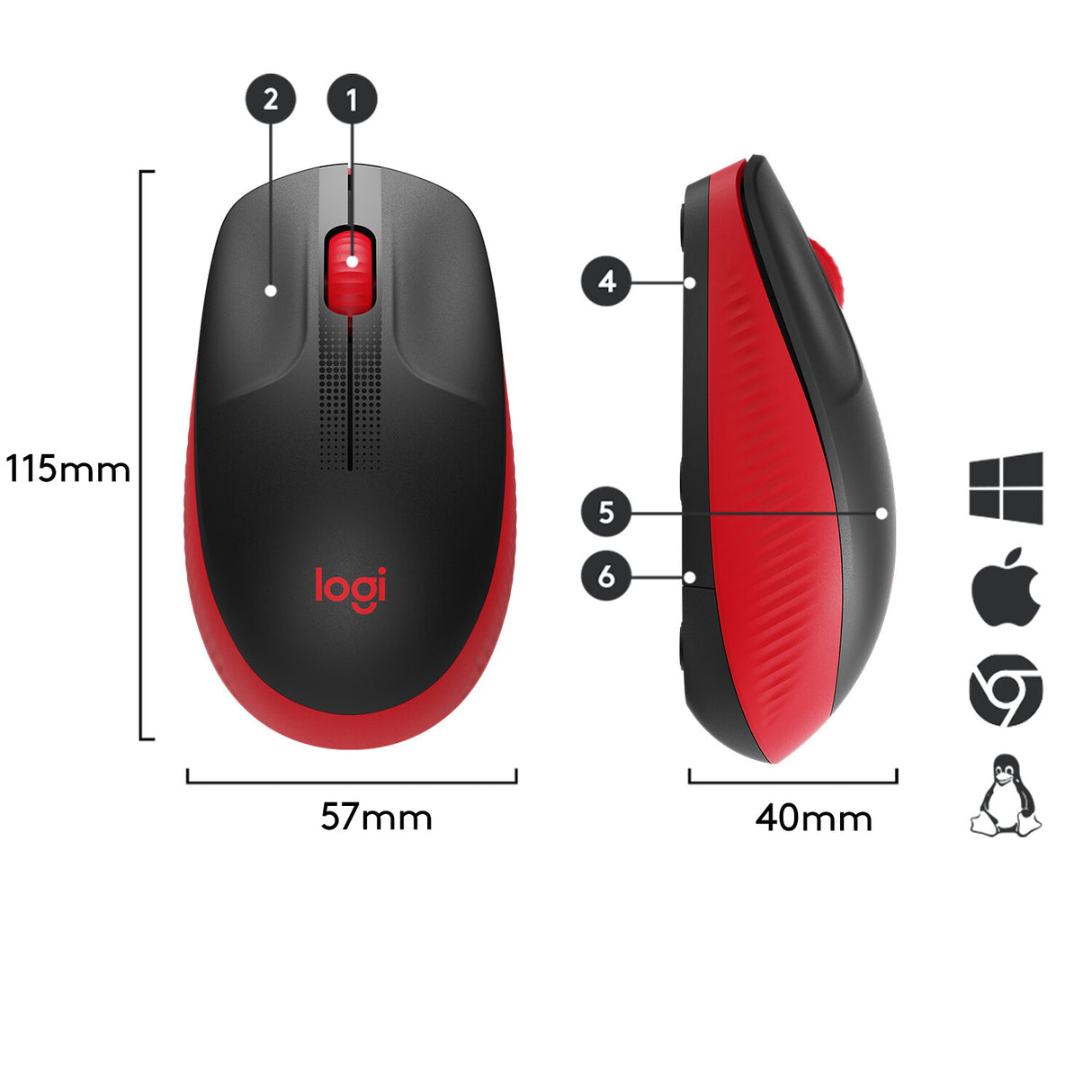 Logitech M190 Full-size wireless mouse