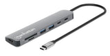 Manhattan USB-C Dock/Hub with Card Reader, Ports (x5): HDMI, USB-A (x2) and USB-C (x2), With Power Delivery (100W) to USB-C Port (Note additional USB-C wall charger and USB-C cable needed),Universal,USB 3.2 Gen 1 (aka USB 3.0),All Ports can be used at the