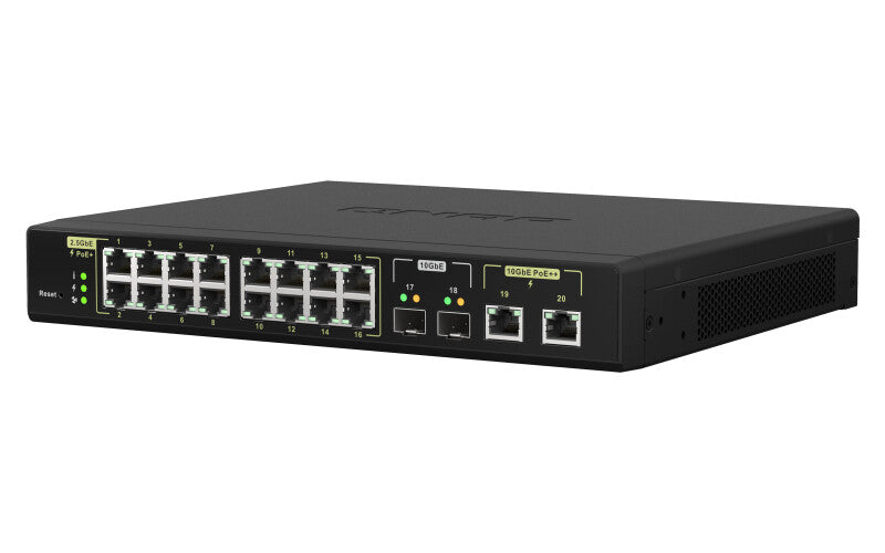 QNAP QSW-M2116P-2T2S network switch Managed L2 2.5G Ethernet Power over Ethernet (PoE) Black