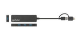 Manhattan USB-C & USB-A Combo Dock/Hub, Ports (4): USB-A (x4), 5 Gbps (USB 3.2 Gen1 aka USB 3.0), USB powered (no external power supply required)