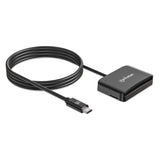 Manhattan USB-C Contact Smart Card Reader with MicroSD slot, USB Type-C Male to Contact Reader Interface and microSDXC, Supports Windows, macOS and Linux, Reads SIM Cards with Adapter, Cable 1m, Black, Three Year Warranty