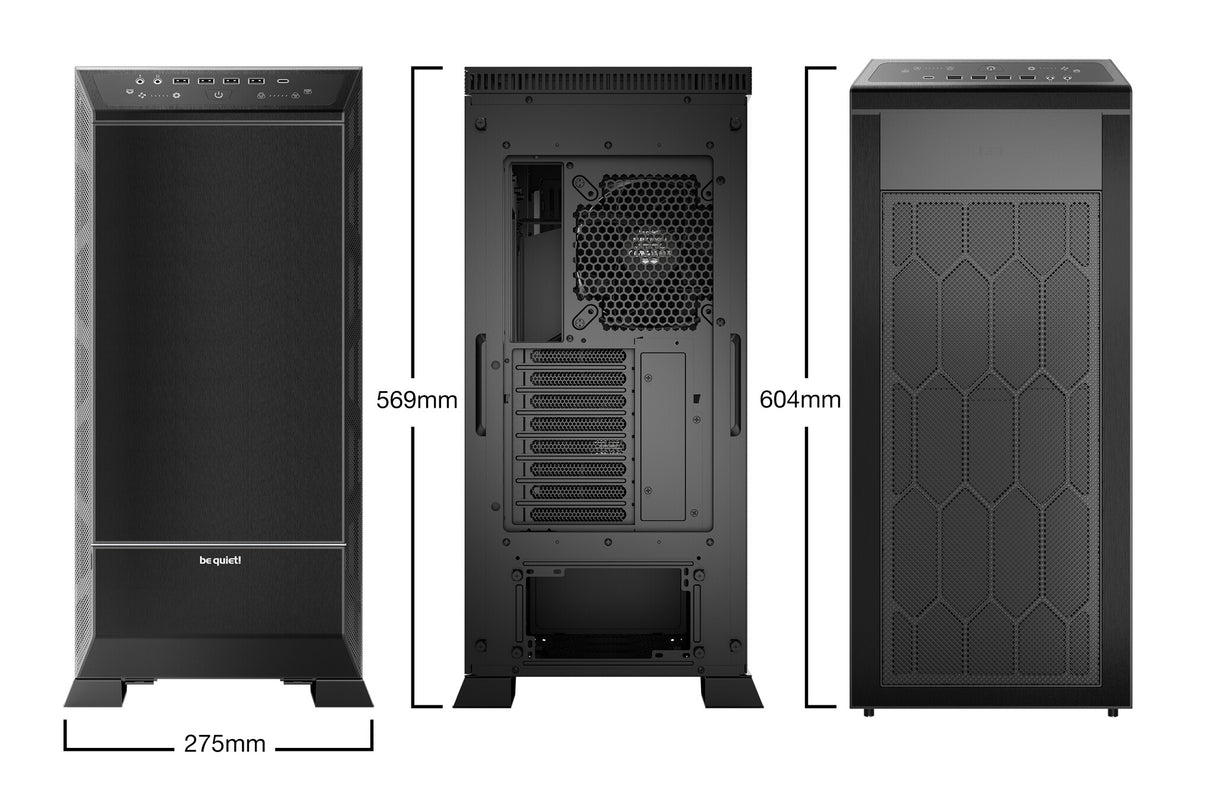 ¡tranquilizarse! Dark Base Pro 901 Caja de PC para juegos de torre completa, negra, 4x USB 3.2 tipo A, cubierta superior y panel frontal intercambiables, 3x Silent WIngs 4 ventiladores PWM, iluminación ARGB