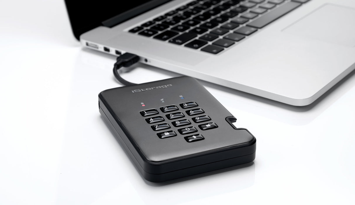 iStorage diskAshur PRO2 256-bit 500GB USB 3.2 secure encrypted hard drive IS-DAP2-256-500-C-G