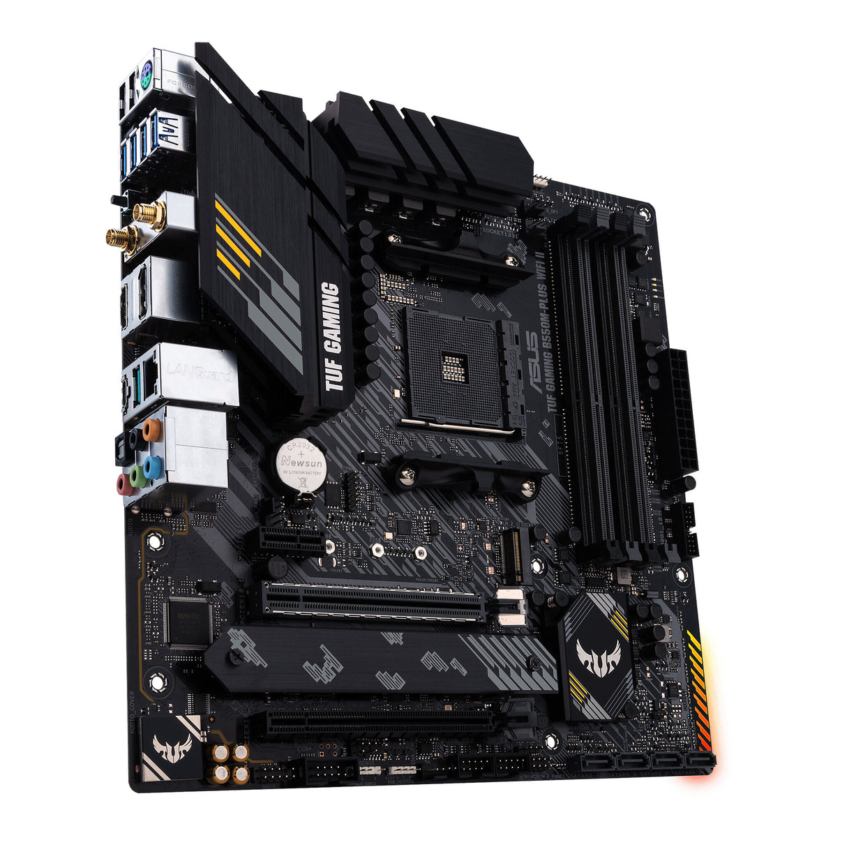 Asus TUF GAMING B550M-PLUS WIFI II, AMD B550, AM4, Micro ATX, 4 DDR4, HDMI, DP, AX Wi-Fi, 2,5 Go LAN, PCIe4, RVB, 2x M.2