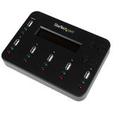 StarTech.com Standalone 1 to 5 USB Thumb Drive Duplicator and Eraser, Multiple USB Flash Drive Copier, System and File and Whole-Drive Copy at1.5 GB/min, Single and 3-Pass Erase, LCD Display - TAA