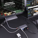 Lindy DST-Mini XT, USB-C Laptop Mini Docking Station with Single Display (4K) or Dual Display (Full HD) and 100W Pass-Through Charging