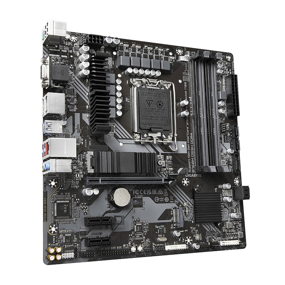 GIGABYTE B760M DS3H DDR4 Motherboard - Supports Intel Core 14th Gen CPUs, 6+2+1 Phases Digital VRM, up to 5333MHz DDR4 (OC), 2xPCIe 4.0 M.2, 2.5GbE LAN, USB 3.2 Gen2