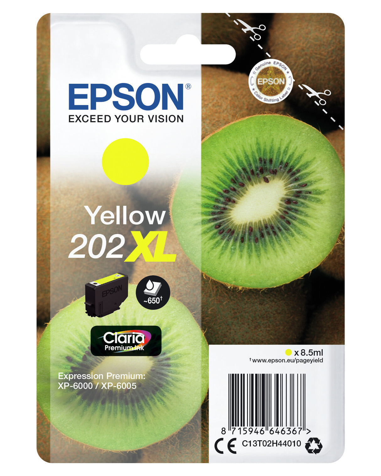 Epson Kiwi Singlepack Yellow 202XL Claria Premium Ink