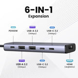 Ugreen USB-C Hub 6-in-1 HDMI - 2x USB-A 3.2 - 2x USB-C 3.2 - PD Docking Dock Grey