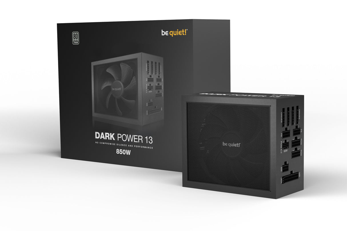 ¡Tranquilizarse! PSU Dark Power de 850 W, 13, totalmente modular, ventilador dinámico fluido, titanio 80+, ATX 3.0, PCIe 5.0, carril cuádruple, frontal de fuente de alimentación de malla completa, llave OC