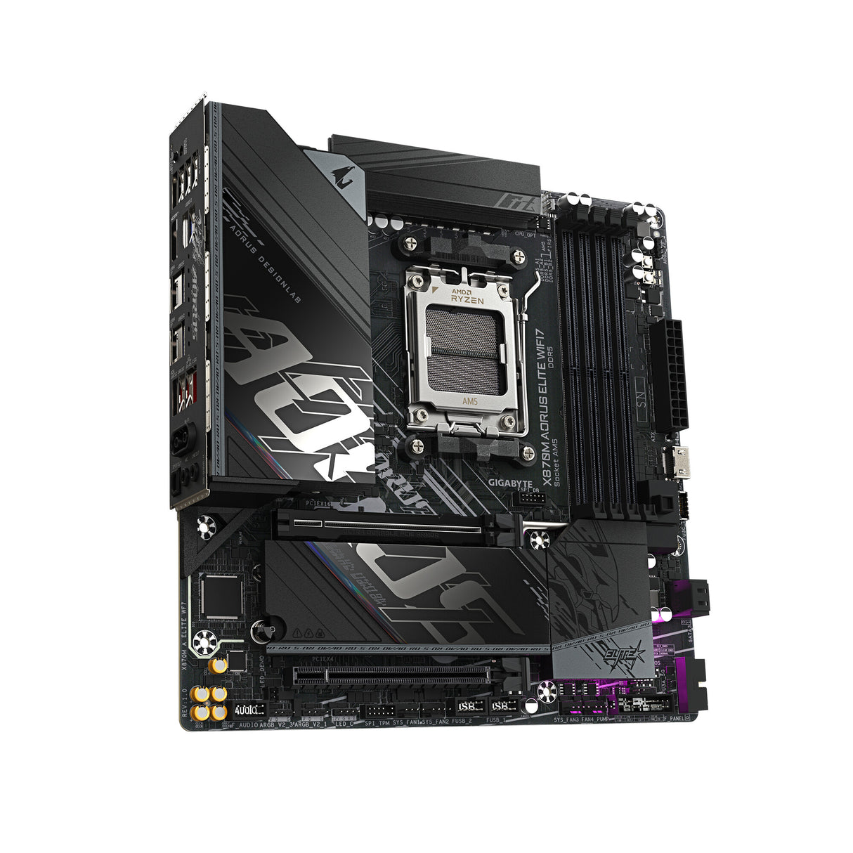 GIGABYTE X870M AORUS ELITE WIFI7 Motherboard - Supports AMD Ryzen 9000 CPUs, 14+2+2 Phases Digital VRM, up to 8200Hz DDR5 (OC), 1xPCIe 5.0 + 1xPCIe 4.0, Wi-Fi 7, 2.5 GbE LAN, USB 4