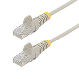 StarTech.com 15m Gray Slim CAT6 Ethernet Cable, Snagless, 100W PoE, UTP, LSZH, 28AWG Pure Bare Copper Wire, Slim RJ45 Network Patch Cord w/Strain Reliefs, Fluke Tested