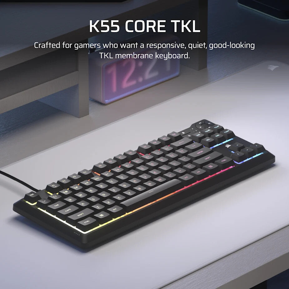 Corsair K55 CORE TKL RGB keyboard Gaming USB QWERTY UK English Black