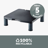 Fellowes Computer Monitor Stand with 3 Height Adjustments - Standard Monitor Riser with Cable Management - Ergonomic Adjustable Monitor Stand for Computers - Max Weight 27KG/Max Size 21" - Graphite