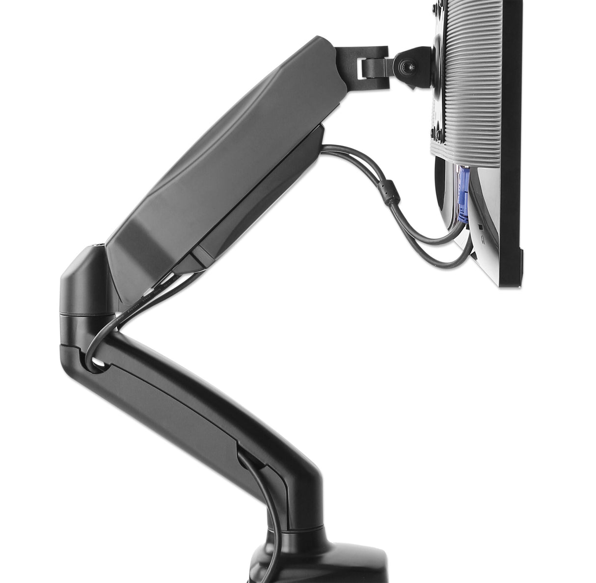 Manhattan Desk Mount for TV & Monitors (Full Motion Spring), For screens 13" to 27", C-Clamp or Grommet Assembly, VESA compatability: 75x75mm and 100x100mm - check the dimensions of the four mounting holes on back of screen to ensure it fits, Max 9kg, Bla