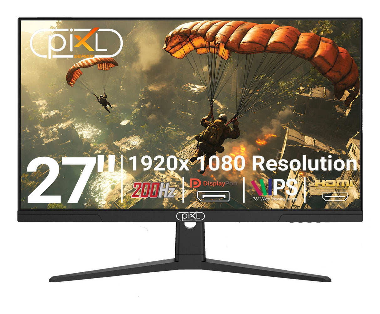 piXL X-Series GS27IDPHA 27 Inch Full HD IPS Gaming Monitor with 200Hz Refresh Rate, 1920 x 1080 Resolution, 0.5ms Response Time, HDMI 2.0 & DisplayPort 1.4