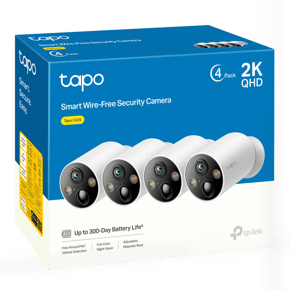 TP-Link Tapo Smart Wire-Free Security Camera, 4-Pack