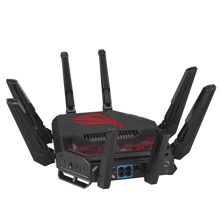 ASUS ROG Rapture GT-BE19000 wireless router Multi-Gigabit Ethernet Tri-band (2.4 GHz / 5 GHz / 6 GHz) Black, Red