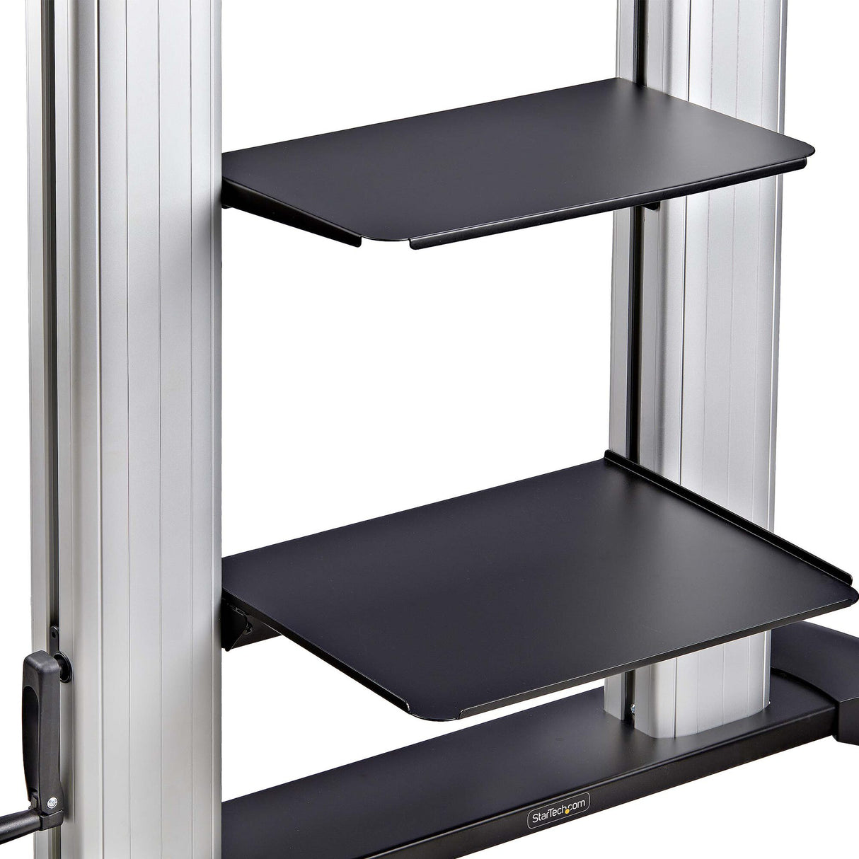 StarTech.com Rolling TV Cart/Stand On Wheels For 60-100inch Flat Screens Up To 220lb (100kg), Height Adjustment via Hand Crank, Mobile/Portable Trolley Mount