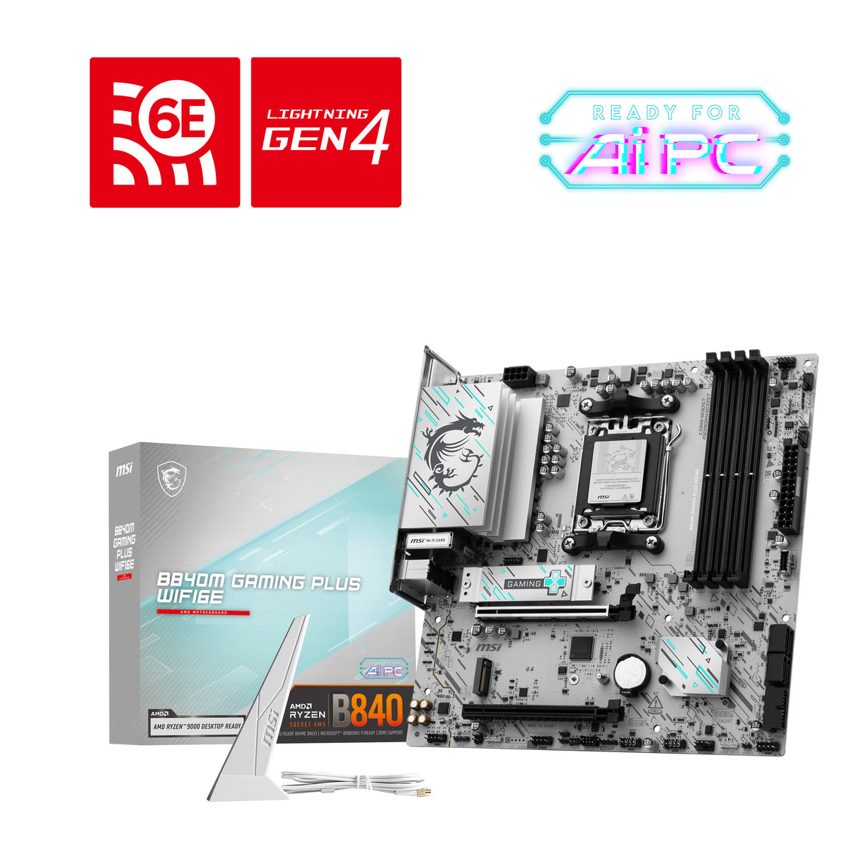 MSI B840M GAMING PLUS WIFI6E motherboard AMD B840 Socket AM5 micro ATX