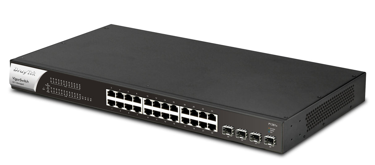 DrayTek VSP1281X-K network switch Managed L2 Gigabit Ethernet (10/100/1000) Power over Ethernet (PoE) 1U Black