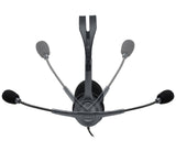 Casque filaire Logitech H111, son stéréo, prise audio 3,5 mm, microphone antibruit, noir