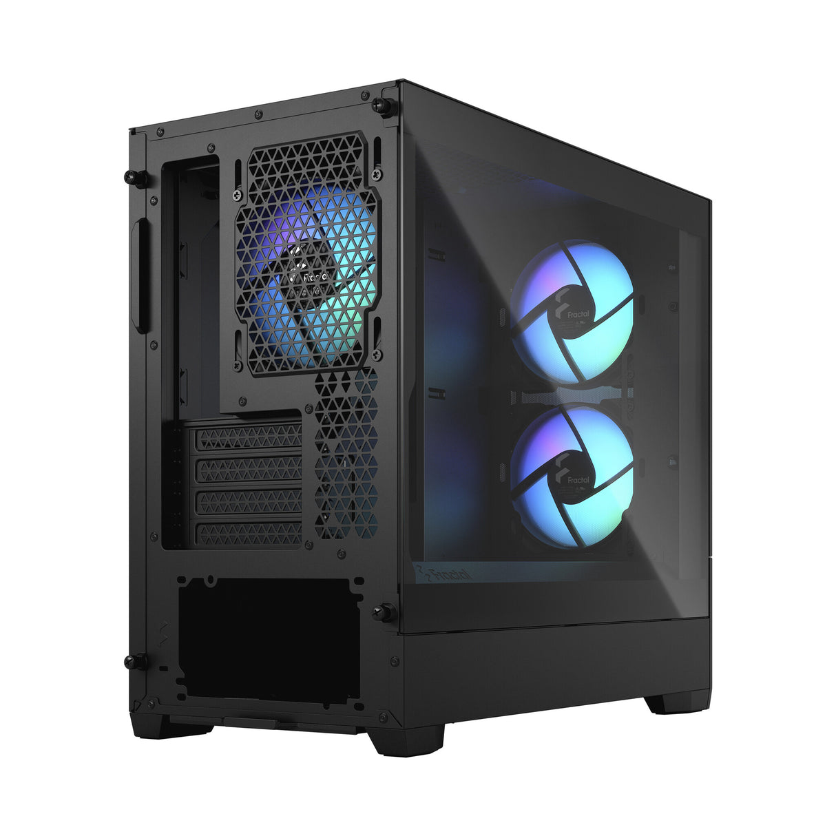 Fractal Design Pop Mini Air RGB (Black TG) Estuche para juegos con ventana de vidrio transparente, Micro ATX, frente de malla hexagonal, 3 ventiladores RGB y controlador ARGB
