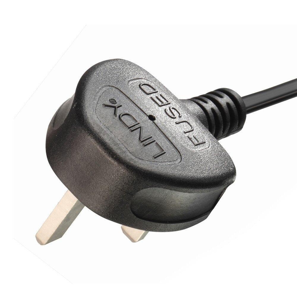 Lindy 2m UK 3 Pin Plug To IEC C7 Mains Power Cable, Black