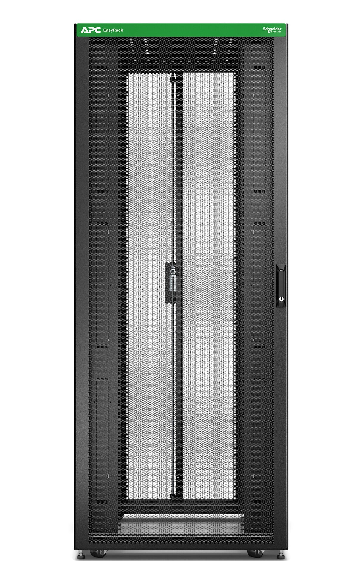 APC Easy Rack, 42U, Black, With Roof, Castors, Feet, 4 Brackets, and Side Panels, No Bottom, 1991H x 800W x 1200D mm