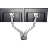StarTech.com Desk Mount Dual Monitor Arm with USB & Audio - Desk Clamp VESA Mount for up to 32 inch Displays - 2x USB, 2x 3.5mm audio - Ergonomic Full Motion Dual Monitor Arm - Silver