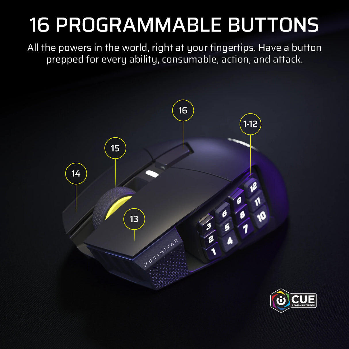 Corsair Scimitar Elite Wireless SE mouse Gaming Right-hand RF Wireless + Bluetooth Optical 33000 DPI