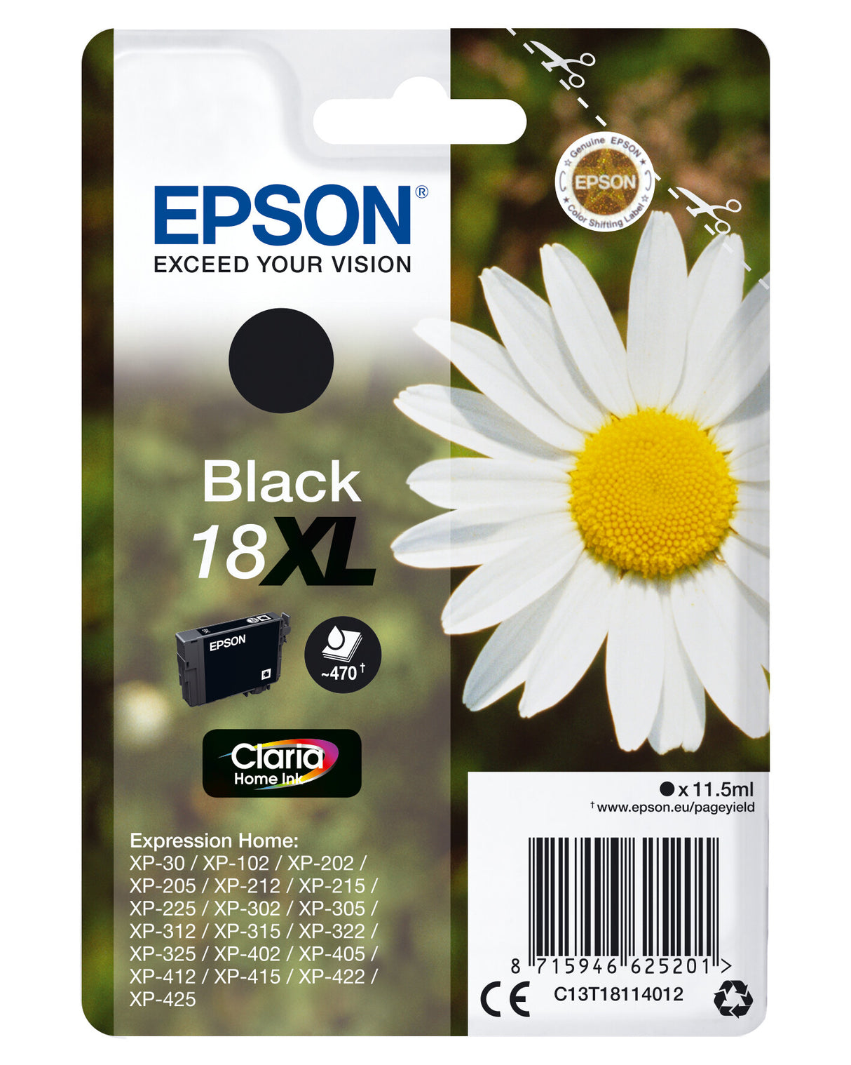 Epson Daisy Singlepack Black 18XL Claria Home Ink