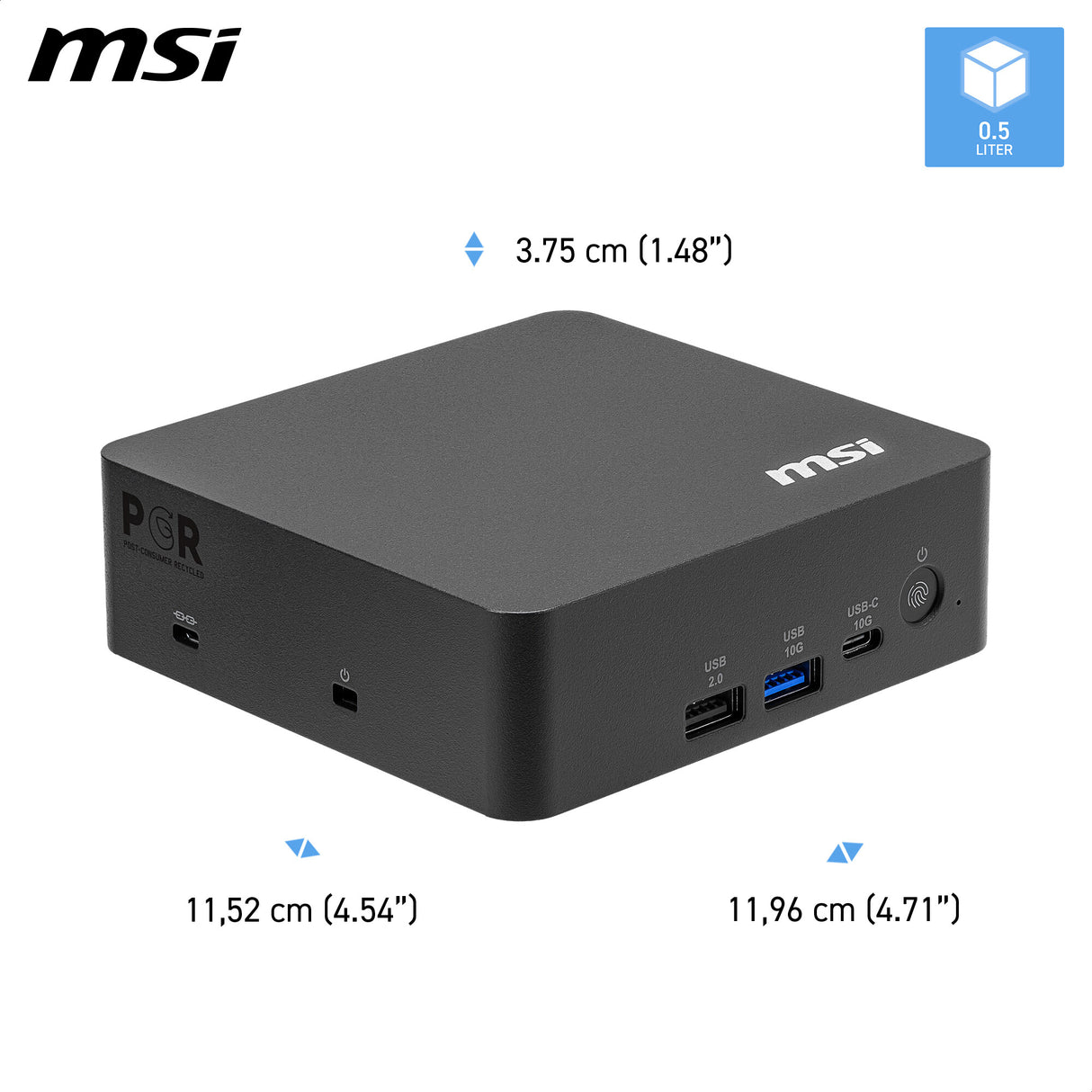 MSI Cubi NUC AI+ 3MG Intel Core Ultra 5 322 (12MB Cache), 16GB DDR5-SDRAM, 512GB SSD, Intel Graphics, LAN, WLAN, Bluetooth, Windows 11 Pro ( NUC AI+ 3MG i5 322 FS 16GB 512GB W11P)