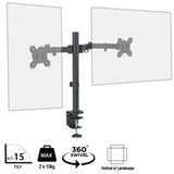 piXL DOUBLE ARM monitor mount / stand 68.6 cm (27") Desk Black