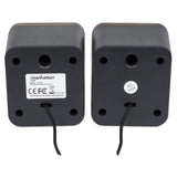 Manhattan 2600 Series Speaker System, Small Size, Big Sound, Two Speakers, Stereo, USB power, Output: 2x 3W, 3.5mm plug for sound, In-Line volume control, Cable 0.9m, Black, Three Year Warranty