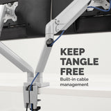 Fellowes Platinum Series Dual Monitor Arm - Monitor Mount for Two 8KG 40 Inch Screens - Adjustable Dual Monitor Desk Mount - Tilt 45° Pan 180ᵒ Swivel 360ᵒ Rotation 360ᵒ, VESA 75 x 75/100 x 100 - Silver