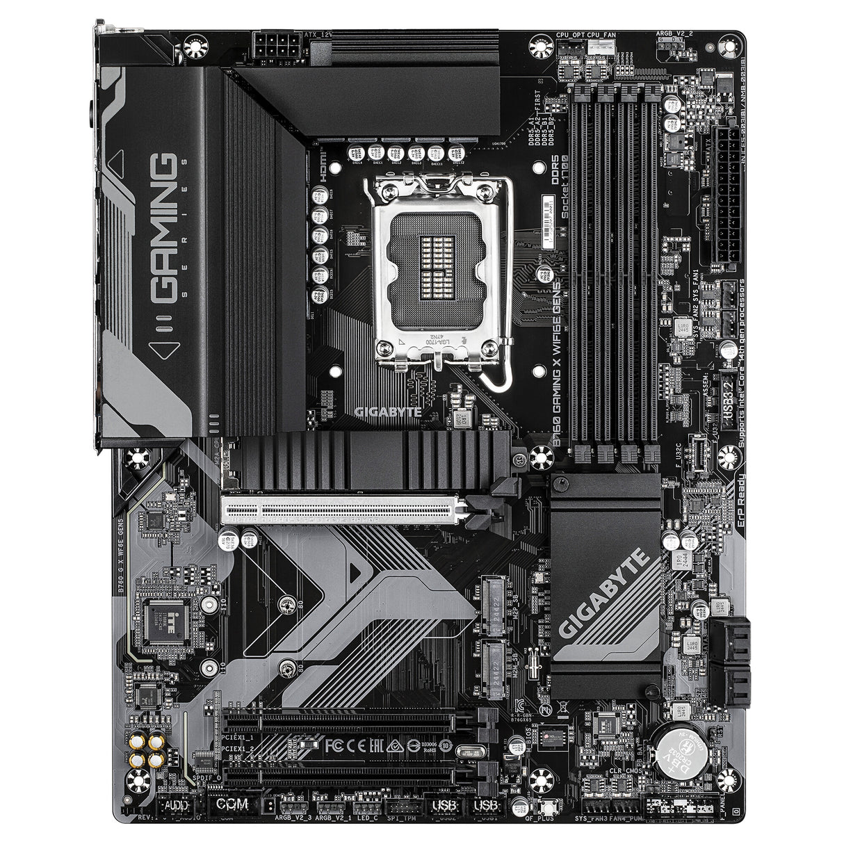 GIGABYTE B760 GAMING X WIFI6E GEN5 Motherboard - Supports 14th Gen. Intel Core CPUs, 8+1+1 phases VRM, up to 5600MHz DDR5, 3xPCIe 4.0 M.2, Wi-Fi 6E, 2.5 GbE LAN, USB 3.2 Gen 2