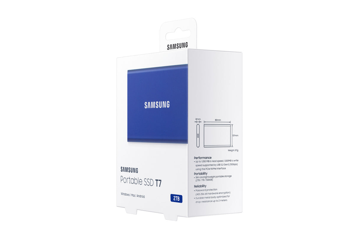 Samsung Portable SSD T7 2 TB USB Type-C 3.2 Gen 2 (3.1 Gen 2) Blue